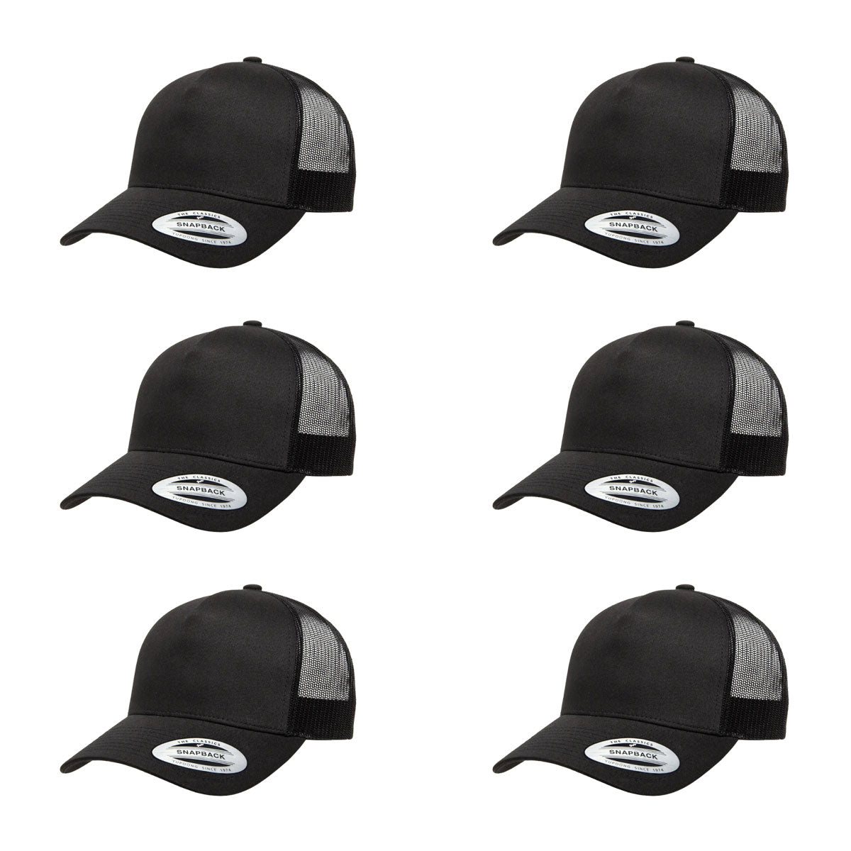 YP Classics 6506 Structured 5-Panel Mesh Back Retro Trucker Cap with Adjustable Snapback Closure