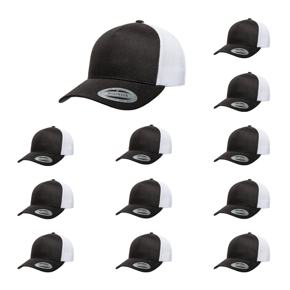 YP Classics 6506 Structured 5-Panel Mesh Back Retro Trucker Cap with Adjustable Snapback Closure