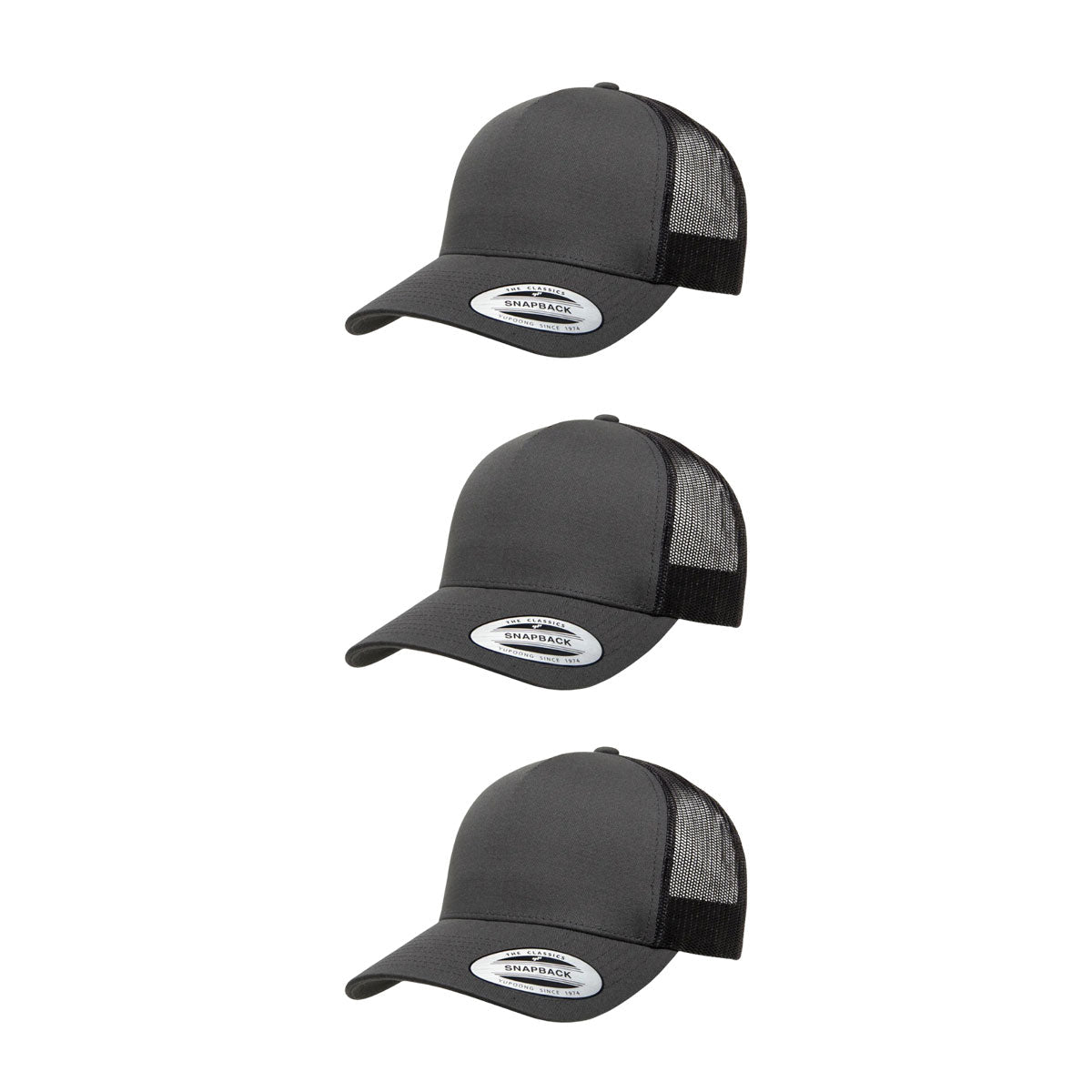 YP Classics 6506 Structured 5-Panel Mesh Back Retro Trucker Cap with Adjustable Snapback Closure