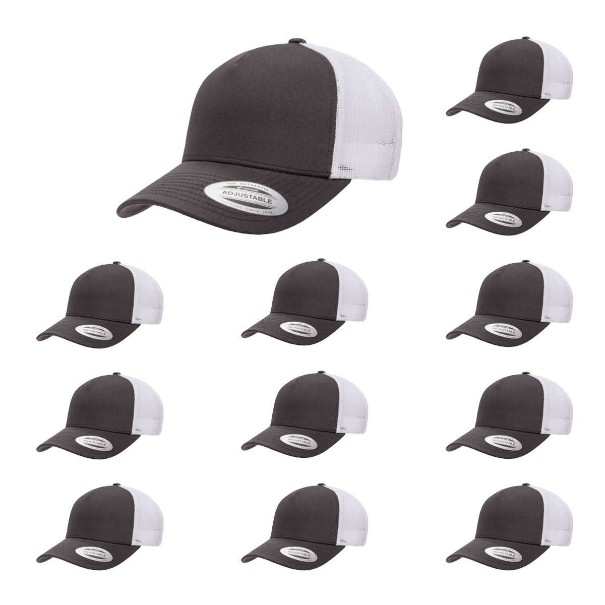 YP Classics 6506 Structured 5-Panel Mesh Back Retro Trucker Cap with Adjustable Snapback Closure