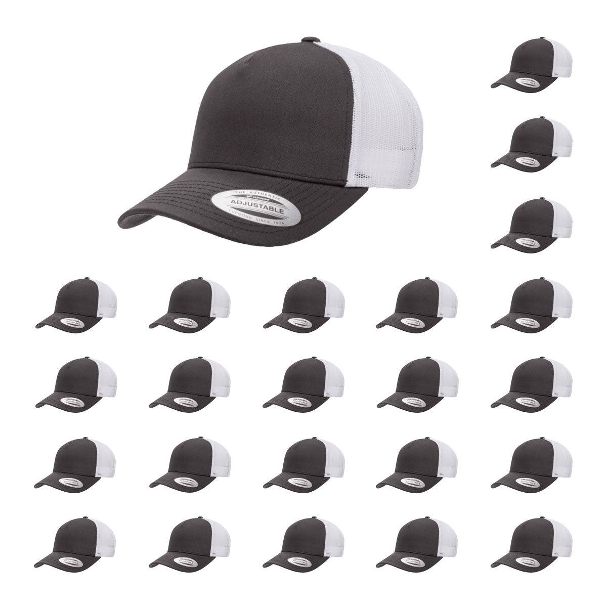 YP Classics 6506 Structured 5-Panel Mesh Back Retro Trucker Cap with Adjustable Snapback Closure