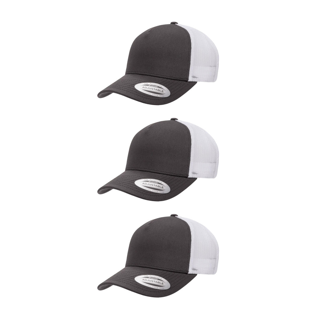 YP Classics 6506 Structured 5-Panel Mesh Back Retro Trucker Cap with Adjustable Snapback Closure