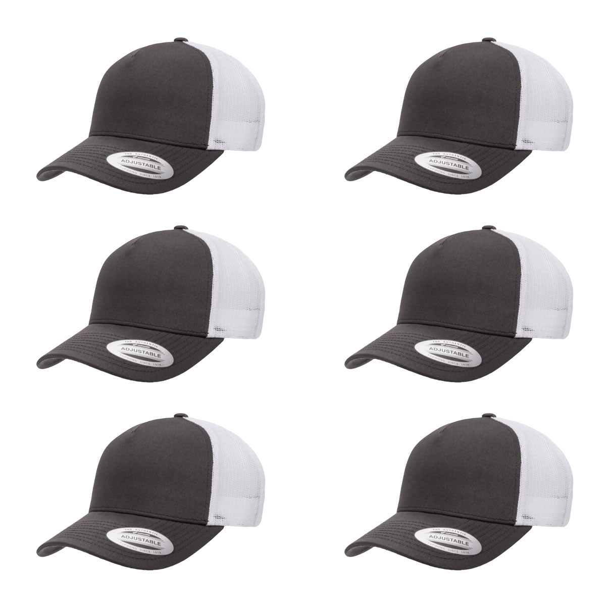 YP Classics 6506 Structured 5-Panel Mesh Back Retro Trucker Cap with Adjustable Snapback Closure