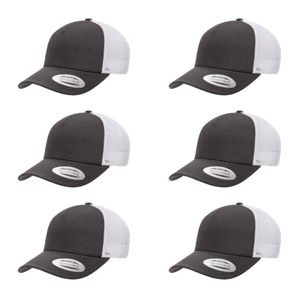 YP Classics 6506 Structured 5-Panel Mesh Back Retro Trucker Cap with Adjustable Snapback Closure