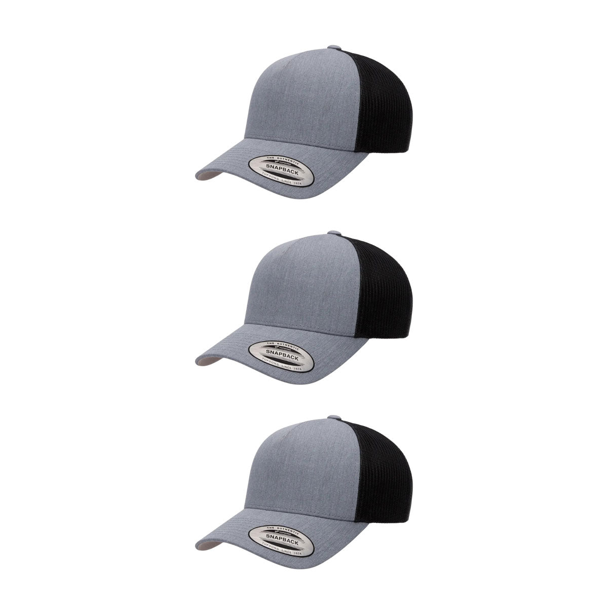 YP Classics 6506 Structured 5-Panel Mesh Back Retro Trucker Cap with Adjustable Snapback Closure