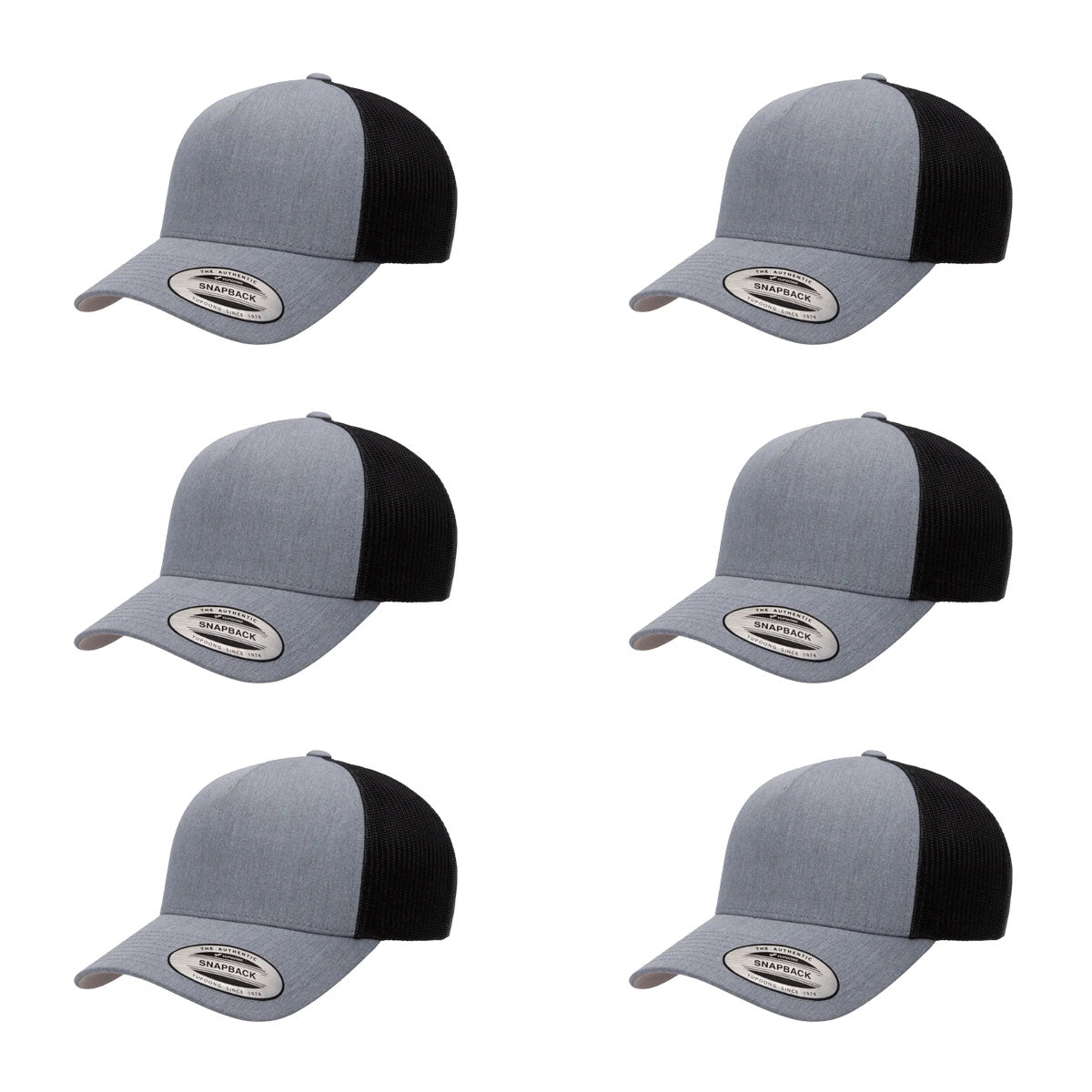 YP Classics 6506 Structured 5-Panel Mesh Back Retro Trucker Cap with Adjustable Snapback Closure