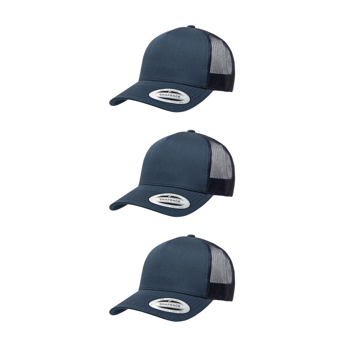 YP Classics 6506 Structured 5-Panel Mesh Back Retro Trucker Cap with Adjustable Snapback Closure