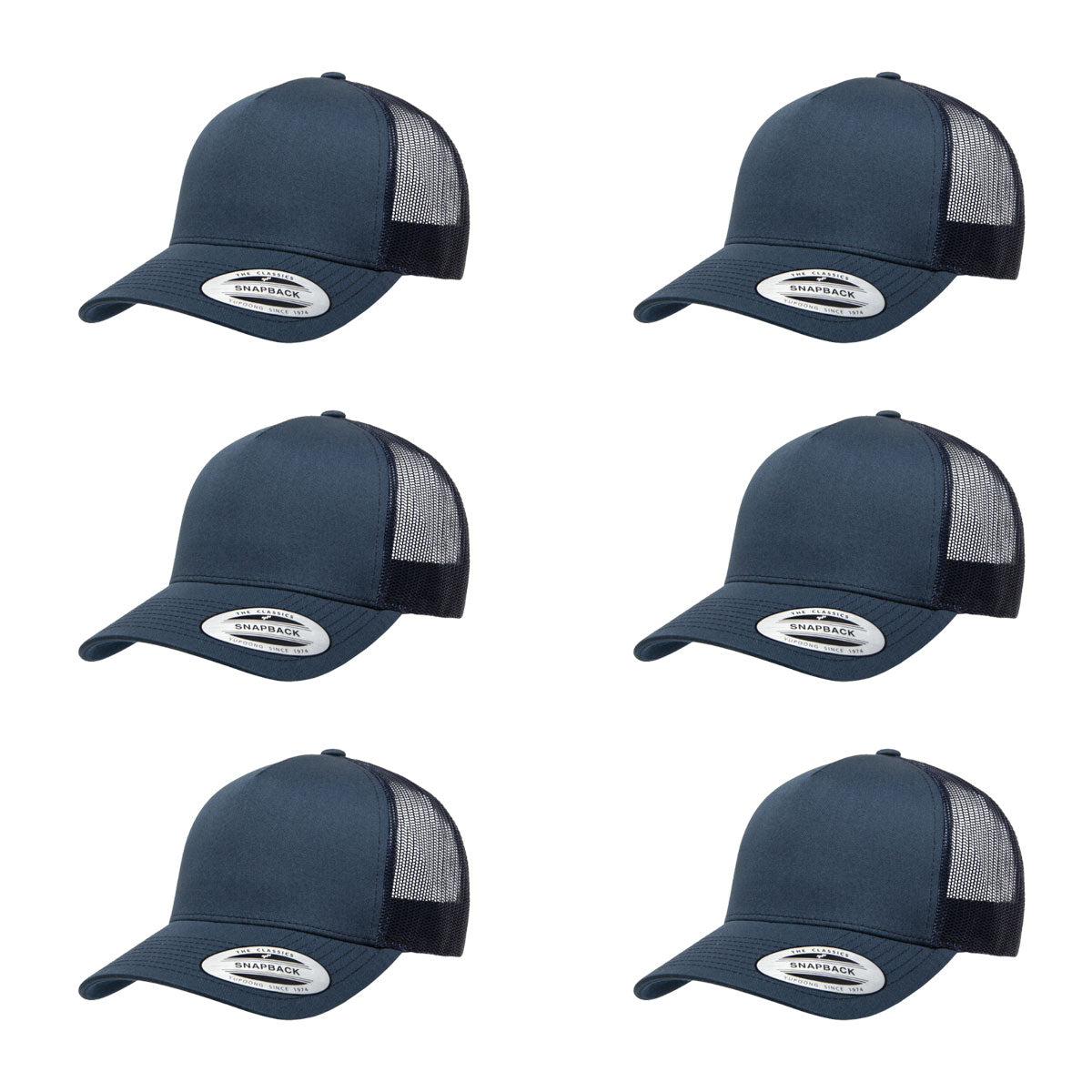 YP Classics 6506 Structured 5-Panel Mesh Back Retro Trucker Cap with Adjustable Snapback Closure