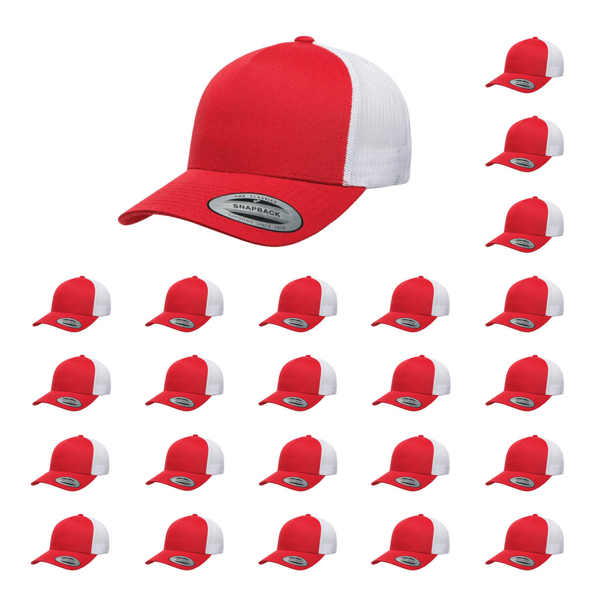 YP Classics 6506 Structured 5-Panel Mesh Back Retro Trucker Cap with Adjustable Snapback Closure