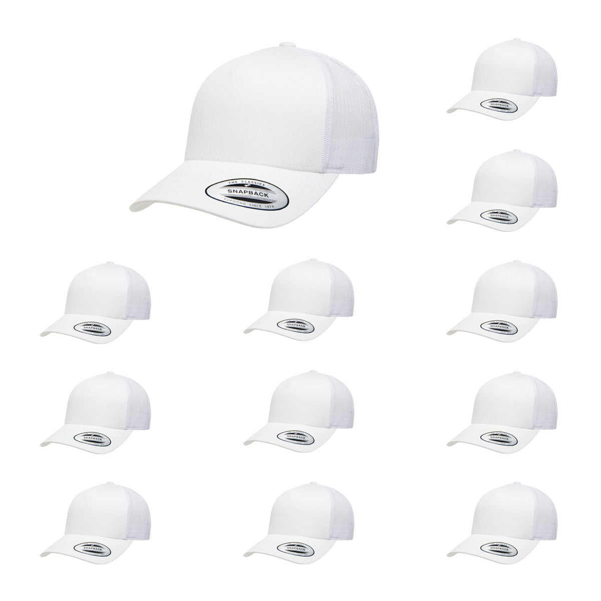 YP Classics 6506 Structured 5-Panel Mesh Back Retro Trucker Cap with Adjustable Snapback Closure