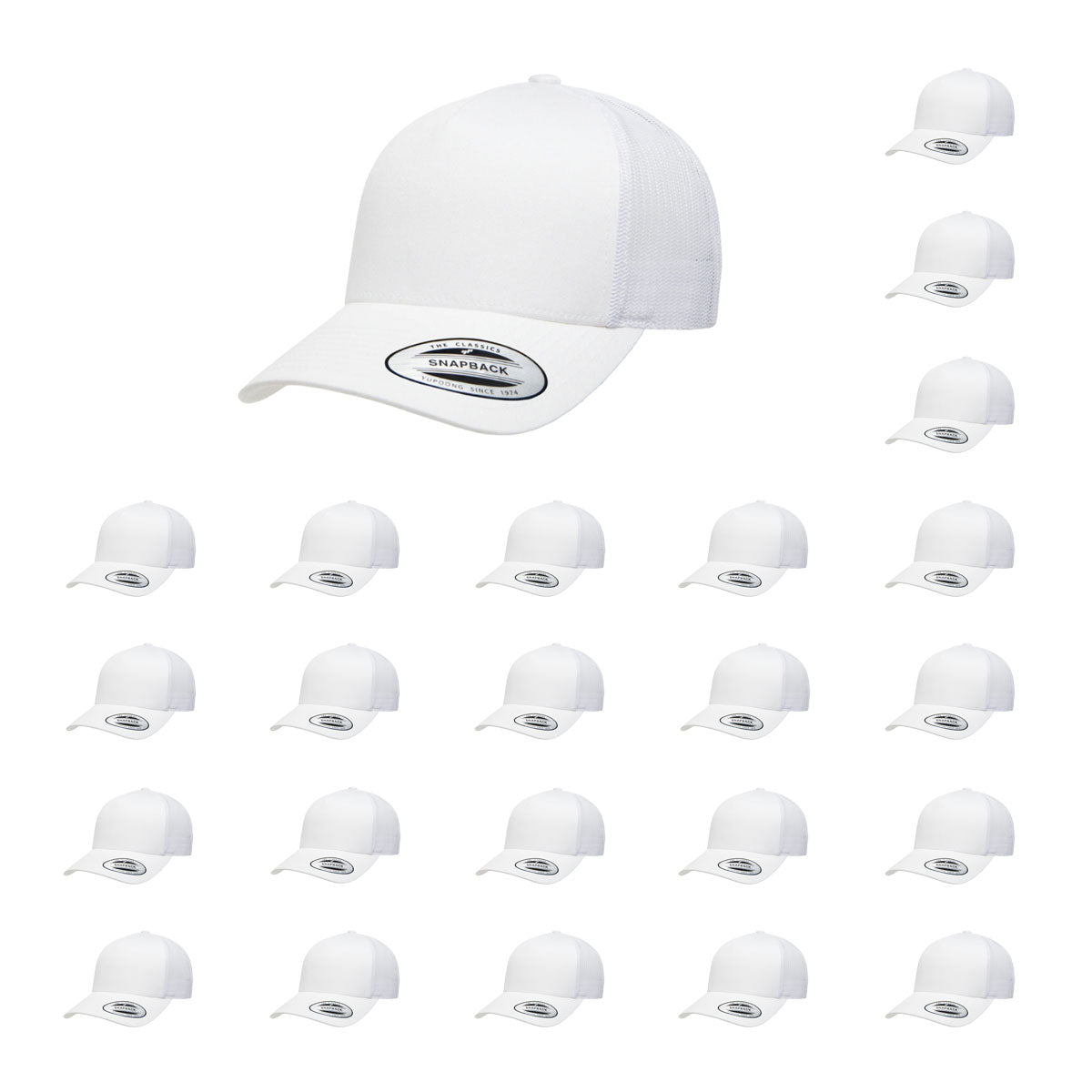 YP Classics 6506 Structured 5-Panel Mesh Back Retro Trucker Cap with Adjustable Snapback Closure
