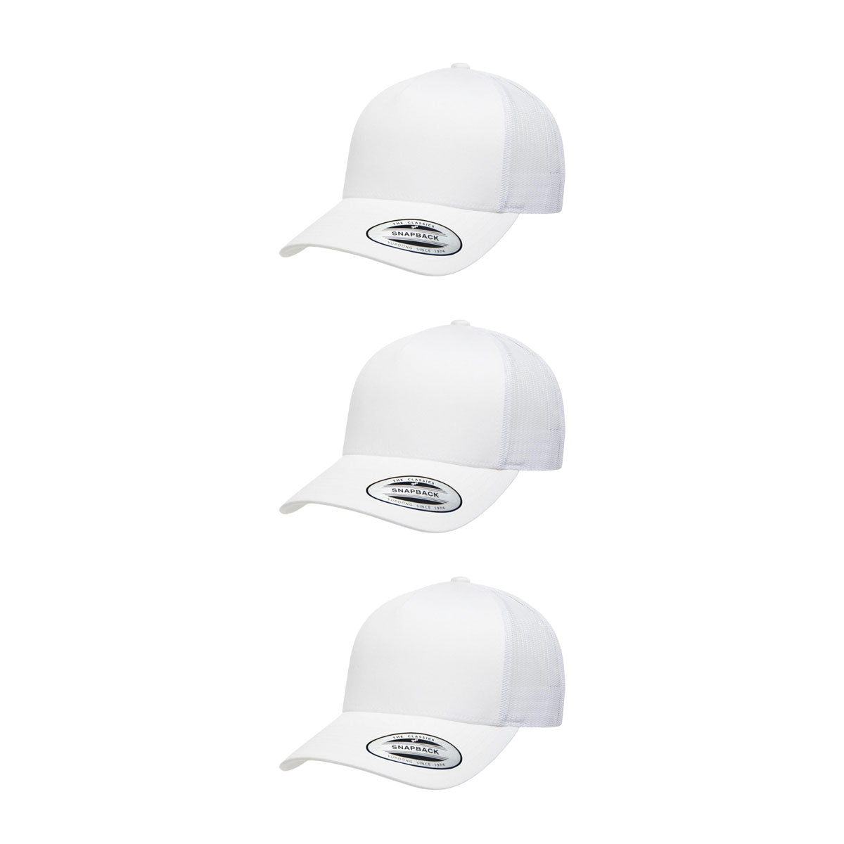 YP Classics 6506 Structured 5-Panel Mesh Back Retro Trucker Cap with Adjustable Snapback Closure