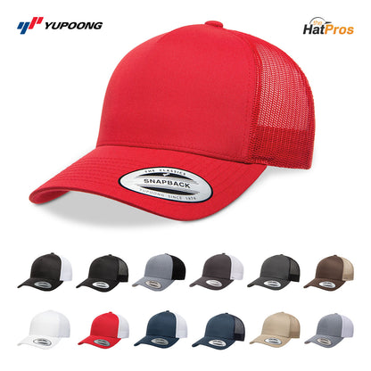 YP Classics 6506 Structured 5-Panel Mesh Back Retro Trucker Cap with Adjustable Snapback Closure