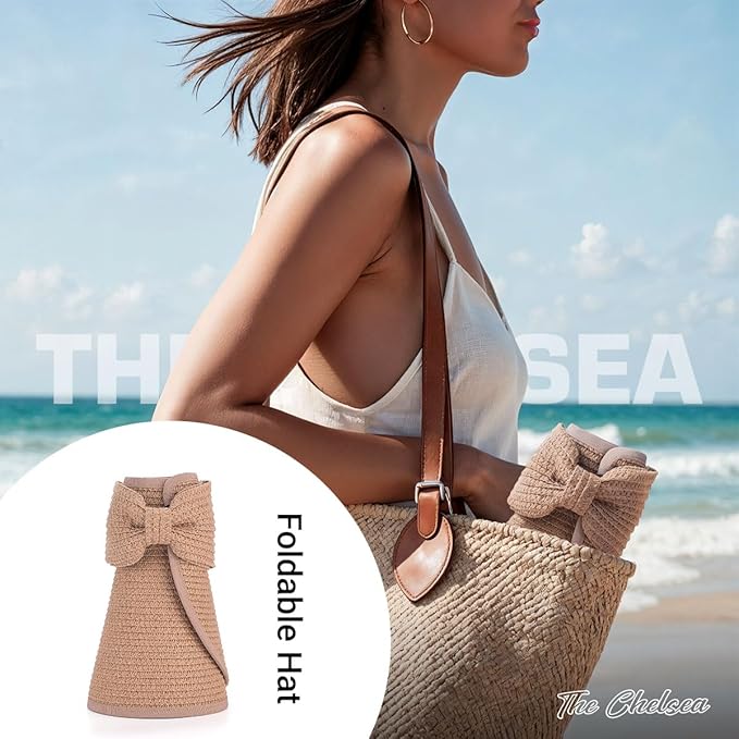 The Chelsea Womens Wide Brim Straw Sun Hat with Ponytail Hole UPF 80+