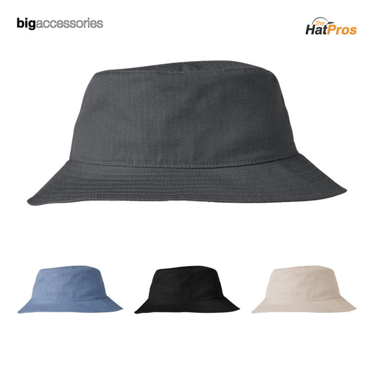 Big Accessories BA642 Lariat Cotton Bucket Hat with Matching Sewn Side Eyelets