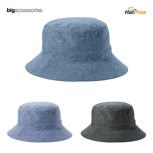 Big Accessories BA676 Crusher Cotton Bucket Hat with Sewn Eyelets