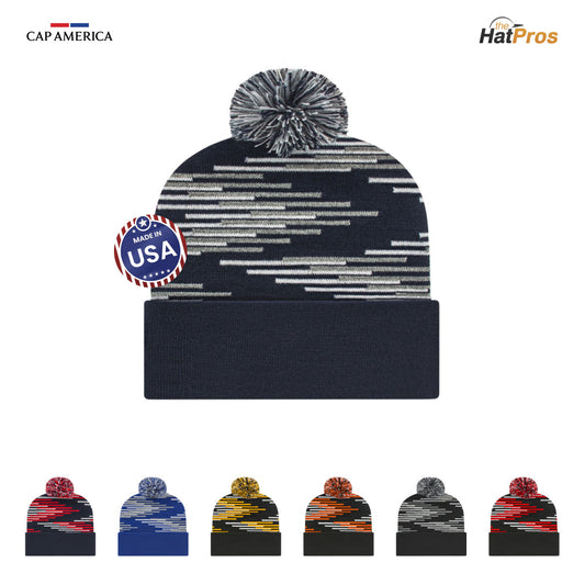 Cap America RKB12 Bar Knit Cap with Cuff