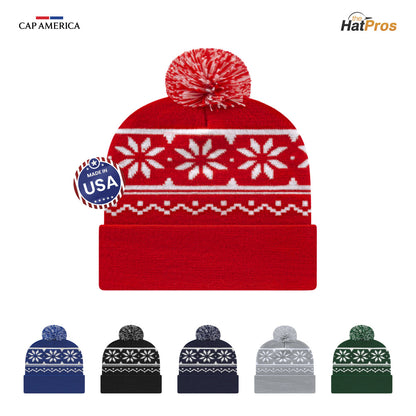 Cap America RKF12 Snowflake Knit Cap with Cuff