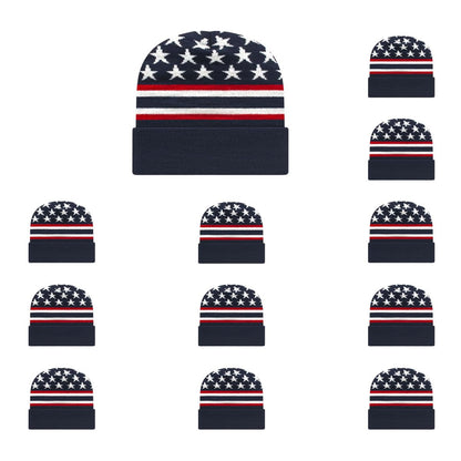 Cap America RKFLAG12 Flag Knit Cap with Cuff