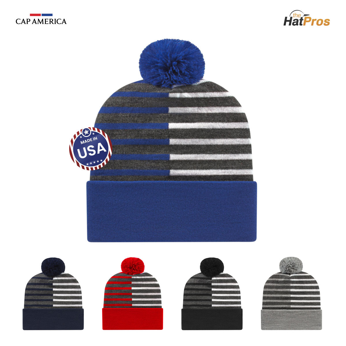 Cap America RKH12 Half Color Knit Cap with Cuff