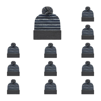 Cap America RKL12 Striped Knit Cap with Cuff