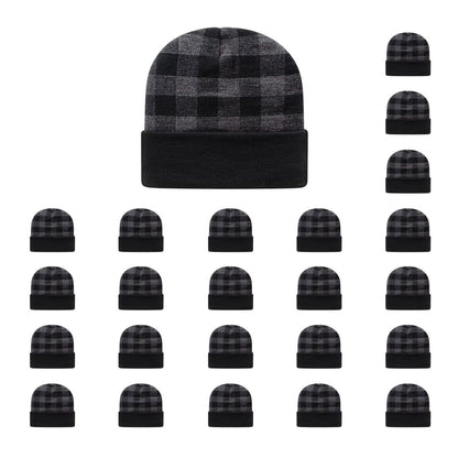 Cap America RKP12 Plaid Knit Cap with Cuff