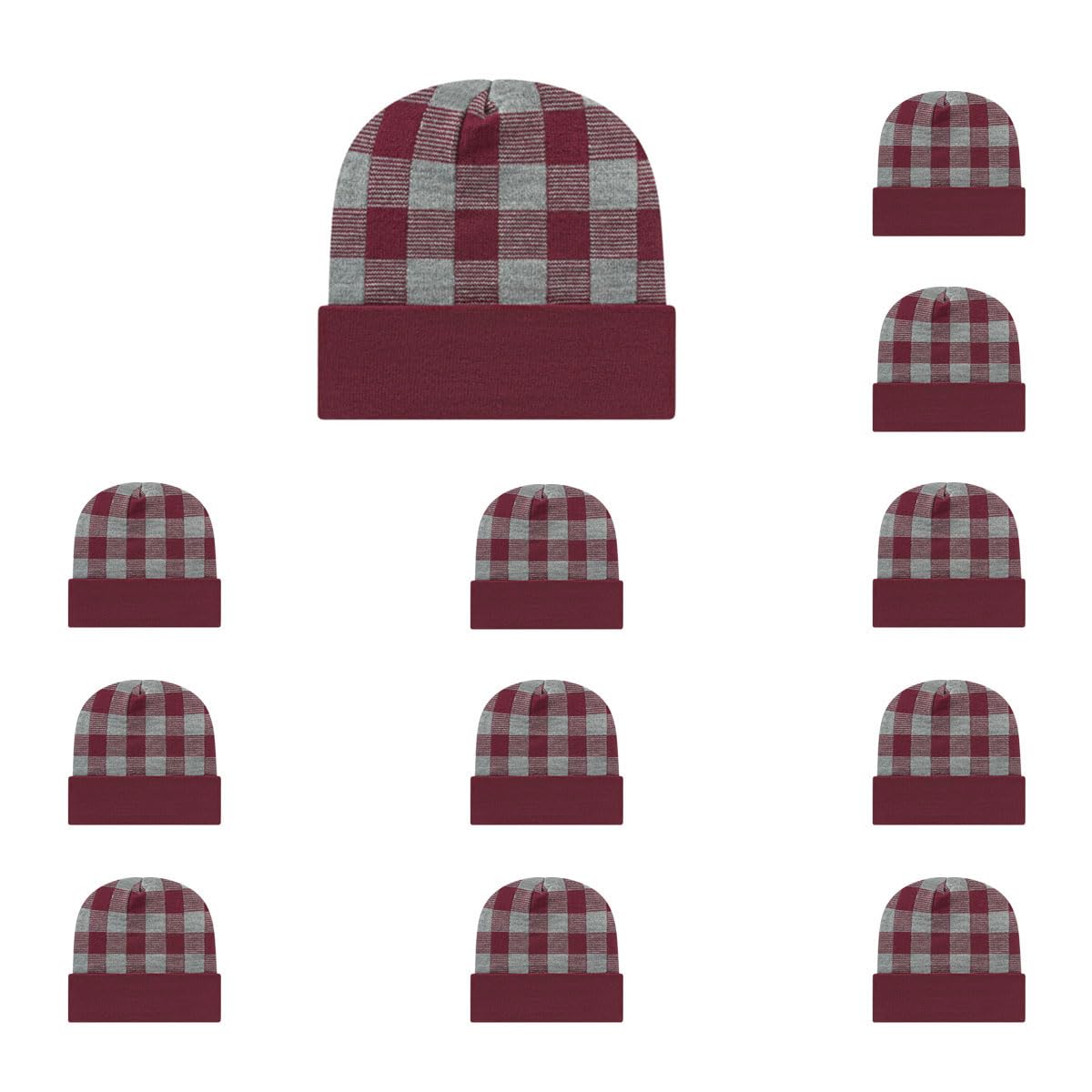Cap America RKP12 Plaid Knit Cap with Cuff