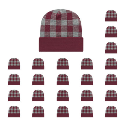 Cap America RKP12 Plaid Knit Cap with Cuff
