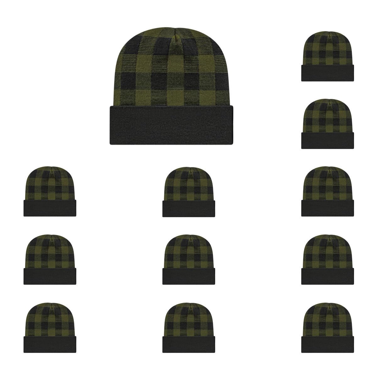 Cap America RKP12 Plaid Knit Cap with Cuff