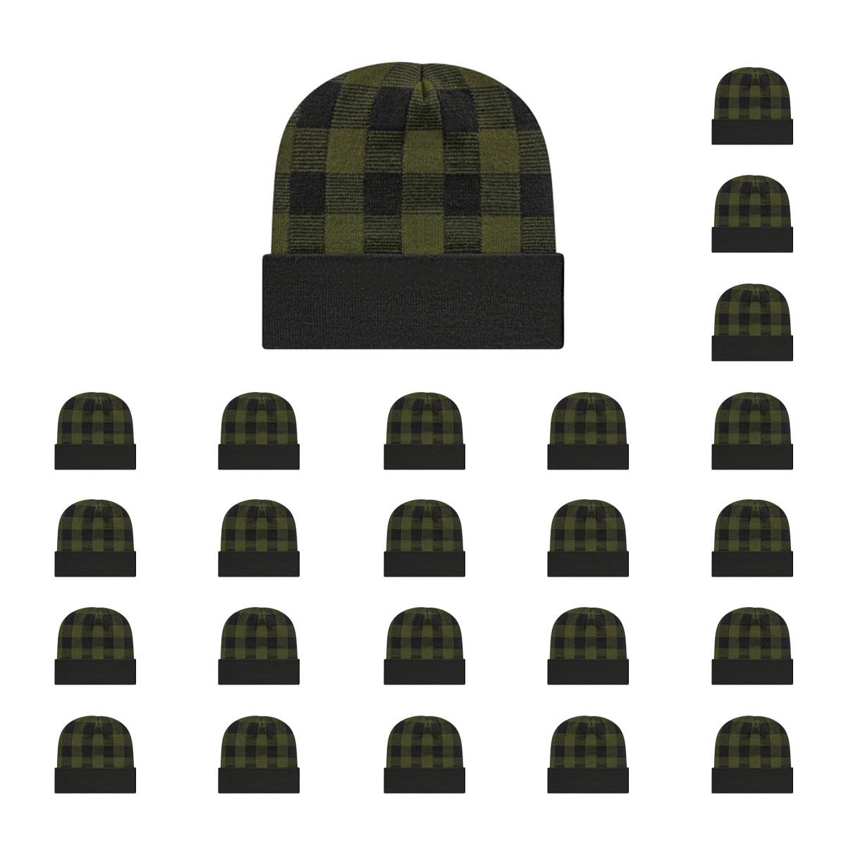Cap America RKP12 Plaid Knit Cap with Cuff