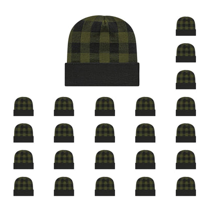 Cap America RKP12 Plaid Knit Cap with Cuff