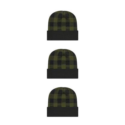 Cap America RKP12 Plaid Knit Cap with Cuff