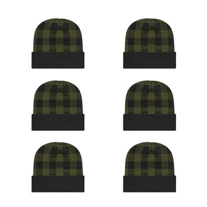 Cap America RKP12 Plaid Knit Cap with Cuff