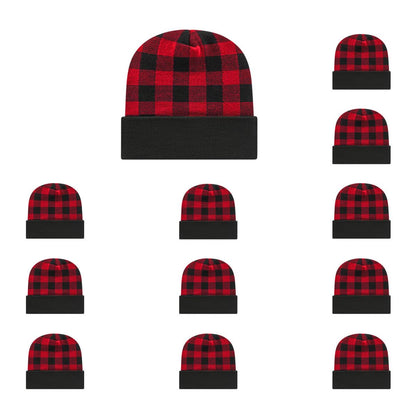 Cap America RKP12 Plaid Knit Cap with Cuff