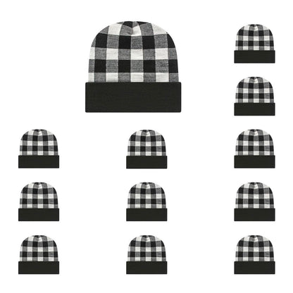 Cap America RKP12 Plaid Knit Cap with Cuff