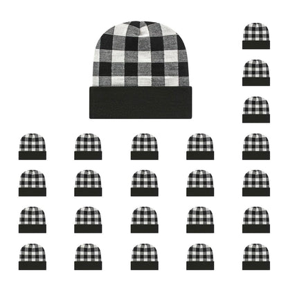 Cap America RKP12 Plaid Knit Cap with Cuff
