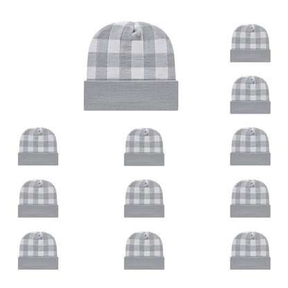 Cap America RKP12 Plaid Knit Cap with Cuff