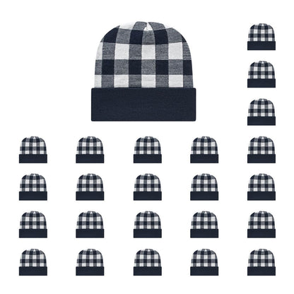 Cap America RKP12 Plaid Knit Cap with Cuff