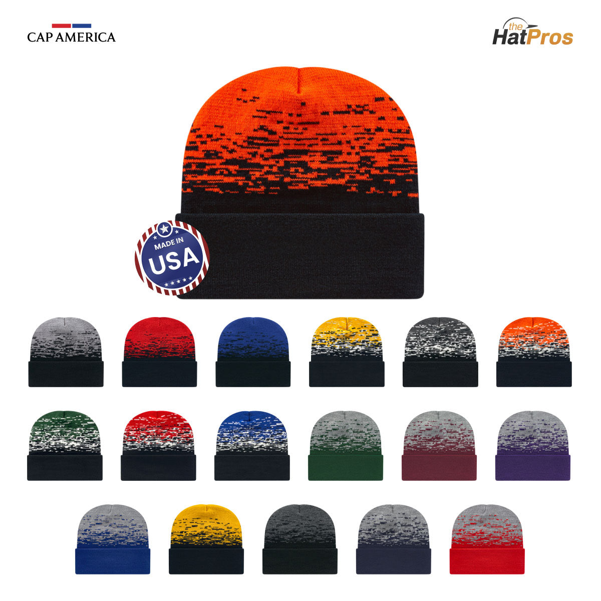 Cap America RKS12 Static Pattern Knit Cap with Cuff