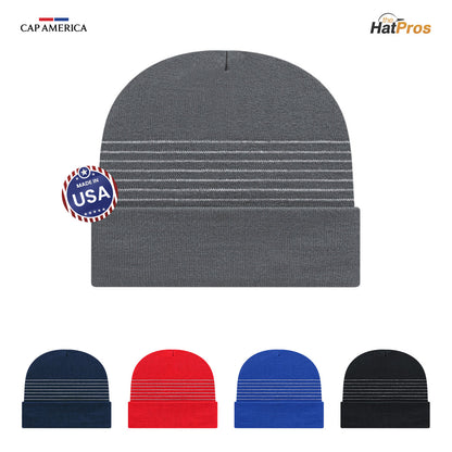 Cap America RKT12 Thin Striped Knit Cap with Cuff