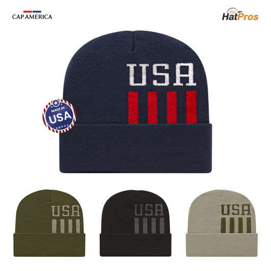 Cap America RKUSA12 Patriotic Knit Cap with Cuff