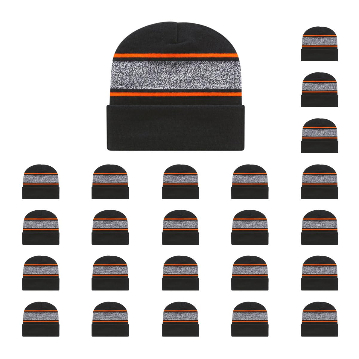 Cap America RKV12 Variegated Striped Knit Cap with Cuff