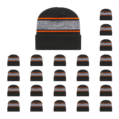 Cap America RKV12 Variegated Striped Knit Cap with Cuff