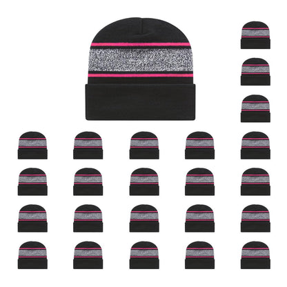 Cap America RKV12 Variegated Striped Knit Cap with Cuff