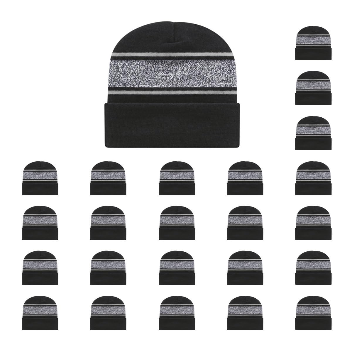 Cap America RKV12 Variegated Striped Knit Cap with Cuff