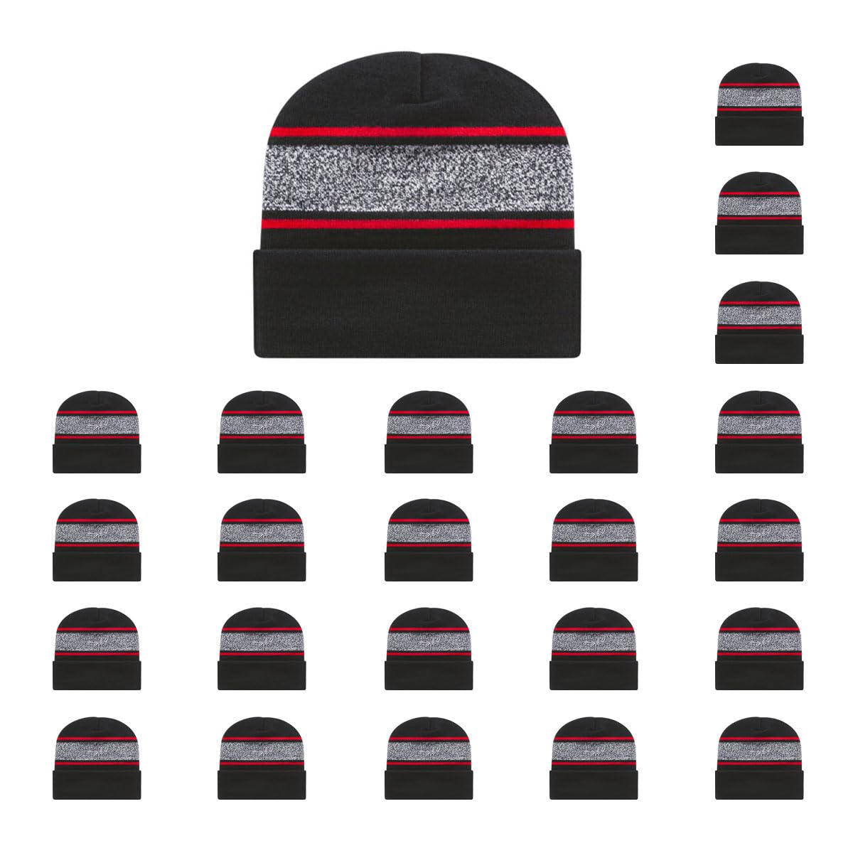 Cap America RKV12 Variegated Striped Knit Cap with Cuff