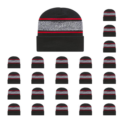 Cap America RKV12 Variegated Striped Knit Cap with Cuff