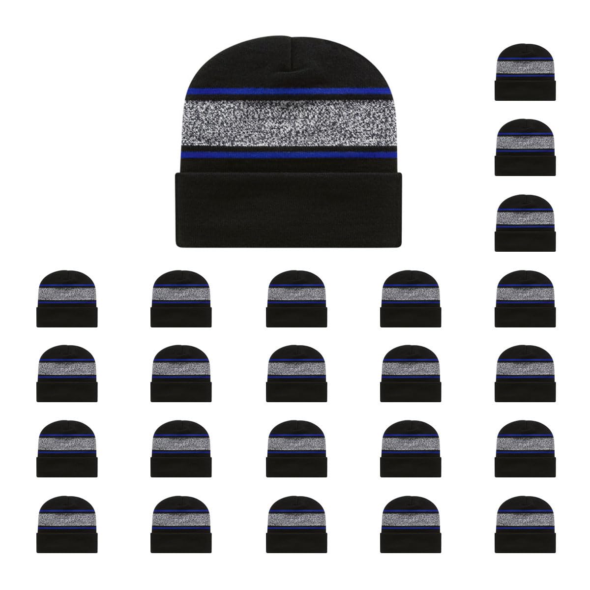 Cap America RKV12 Variegated Striped Knit Cap with Cuff