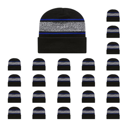 Cap America RKV12 Variegated Striped Knit Cap with Cuff