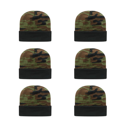 Cap America RKWC12 Woodland Camouflage Knit Cap with Solid Color Cuff